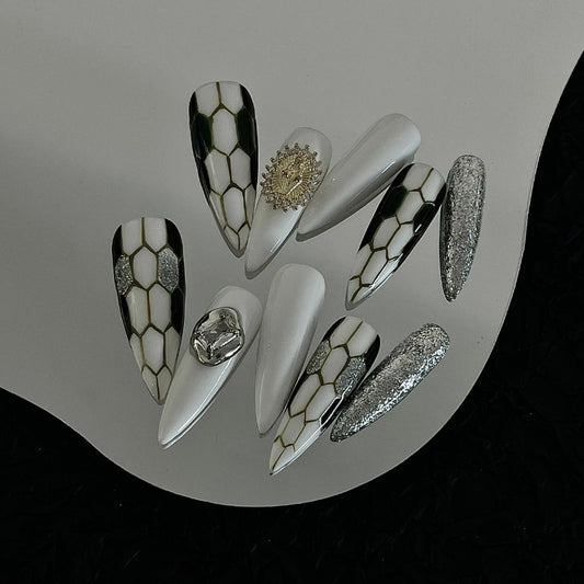 Turtle Fairy | Oriental Aesthetics Hand-painted Heavy Craft Artificial Nail Enhancements Explosive Flash Fairy Water Drop Temperament Wearing Nail